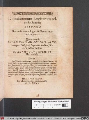 De constitutione logicæ & Natura locorum in genere