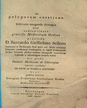 De polyporum curatione : Dissertatio inauguralis chirurgica
