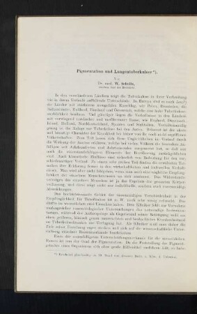Pigmentation und Lungentuberkulose. Von Dr. med. W. Schultz, zweitem Arzt der Heilstätte.