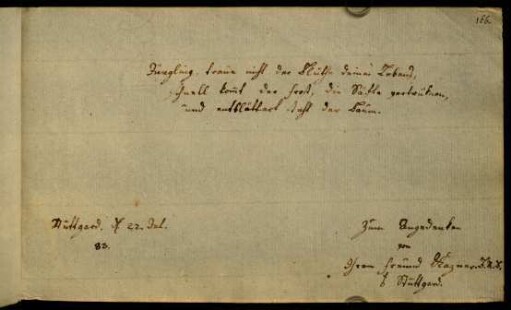 Kazner, B. R. B. aus Stuttgard. Stuttgart, 22.07.1783.