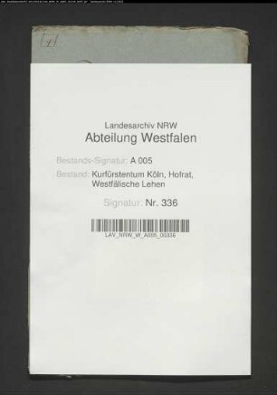 Verzeichnis über die Zubehörungen des Zehnten zu Balve
