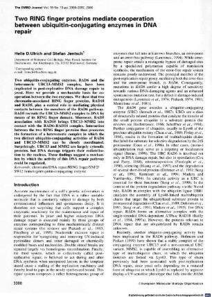 Two RING finger proteins mediate cooperation between ubiquitin-conjugating enzymes in DNA repair
