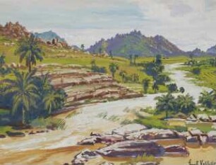 Charakteristische Landschaft des Musi-River im Dekkhan-Gebirge bei Malkapur (Haiderabad)