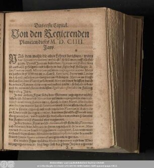Das erste Capitel. Von den Regierenden Planeten dieses M. D. CIIII. Jars.