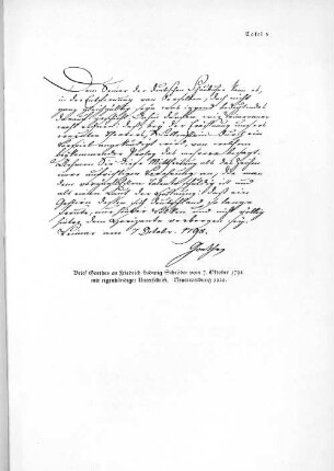 Tafel 5 Brief Goethes an Friedrich Ludwig Schröder vom 7. Oktober 1798 mit eigenhändiger Unterschrift.
