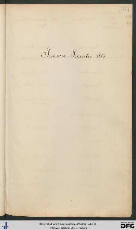 [fol. 328] Sommersemester 1867