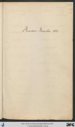 [fol. 328] Sommersemester 1867