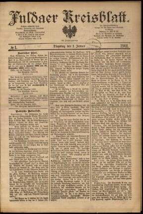 Erste Ausgabe vom Dienstag, den 01. Januar 1901.