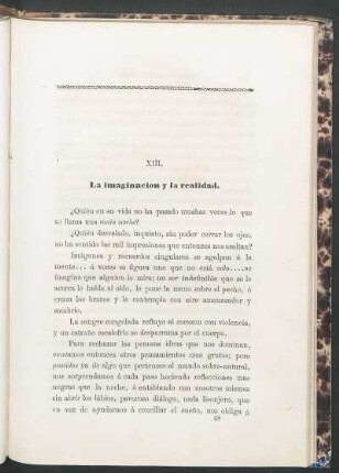 XIII. - La imaginación y la realidad.