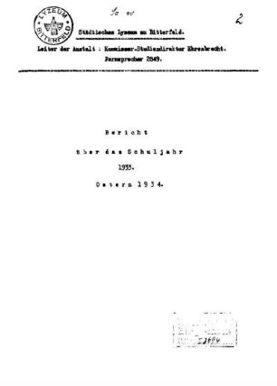 1933/34: Bericht ... - 1933/34
