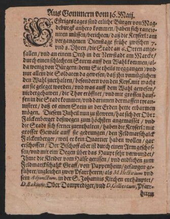 Aus Gommern vom 16. Maii.