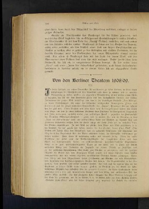 Von den Berliner Theatern 1908/09