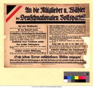Originaltitel: An die Mitglieder u. Wähler der Deutschnationalen Volkspartei!