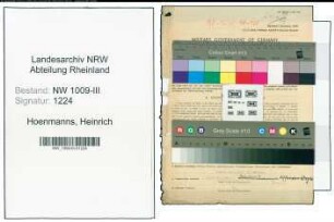 Entnazifizierung Heinrich Hoenmanns , geb. 19.08.1911 (Justizinspektor)