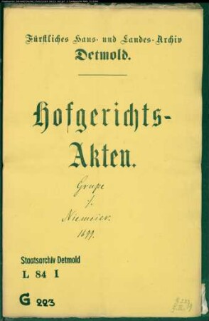 Grupe, Johann Henrich gegen Johann Niemeier zu Orbke - Schuldforderung