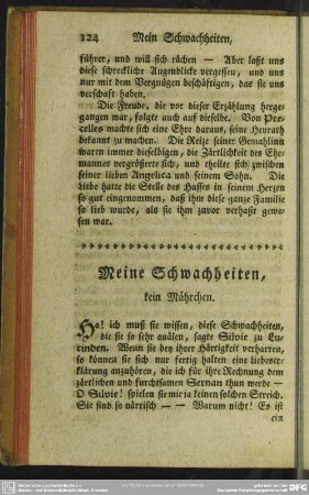 Meine Schwachheiten, kein Mährchen