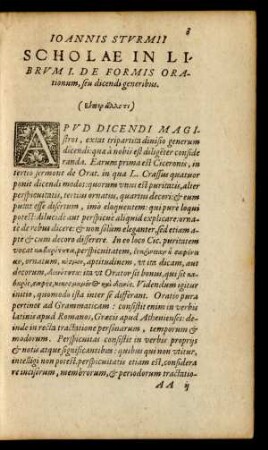 Ioannis Sturmii Scholae In Librum II. De Formis Orationum, seu dicendi generibus.