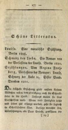 Schöne Litteratur.