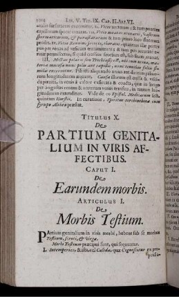 Titulus X. De Partium Genitalium In Viris Affectibus