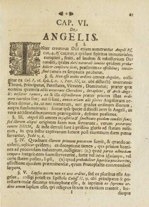 Cap. VI. De Angelis.