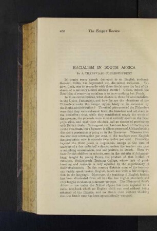 Racialism in South Africa