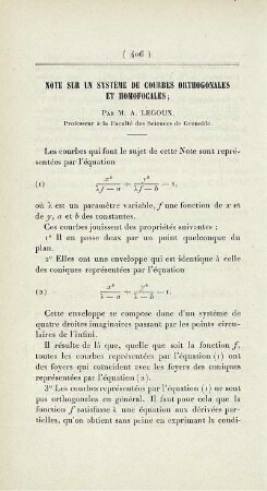 Note sur un système de courbes orthogonales et homofocales.