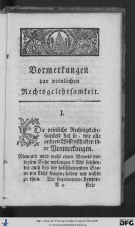 Vormerkungen zur peinlichen Rechtsgelehrsamkeit.