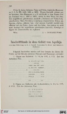 9: Inschriften in dem Gebiet von Aquileja