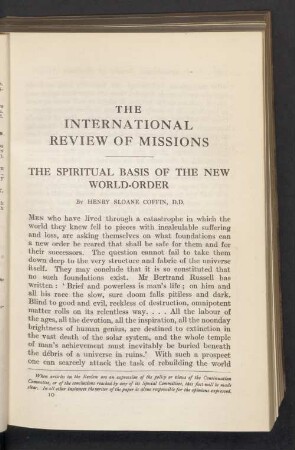 The spiritual basis of the new world-order