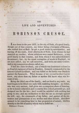 The life and surprising adventures of Robinson Crusoe, of York, Mariner