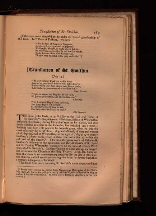 Translation of St. Swithin.
