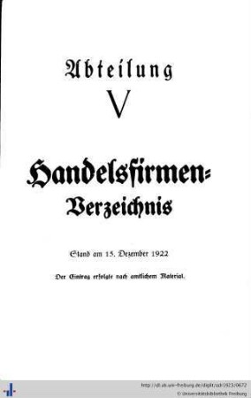 Abteilung V. Handelsfirmen-Verzeichnis.