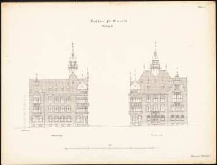 Rathaus, Tarnowitz: Seitenansicht, Hauptansicht