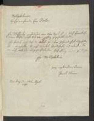 Brief von Jacob Sturm an Johann Jacob Kohlhaas