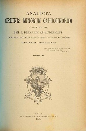 Analecta Ordinis Fratrum Minorum Capuccinorum. 6. 1890