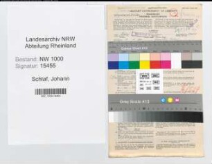 Entnazifizierung Johann Schlaf, geb. 30.12.1894 (Versich.Angest.)