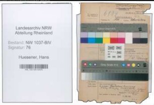 Entnazifizierung Hans Huesener , geb. 11.01.1902 (Lehrer)
