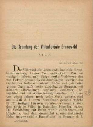 I. Adressbuch für Grunewald-Halensee