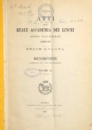 Rendiconti. 2. 1885/86 (1886), Sem. 1