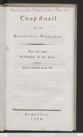 Coup d'oeil sur la Revolution Française