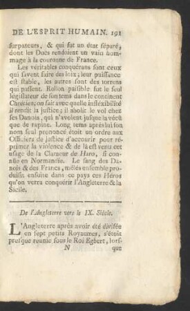 De l'Angleterre vers le IX. Siécle