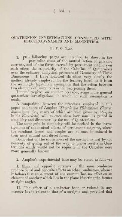 Quaternion investigations connected with electrodynamics and magnetism.