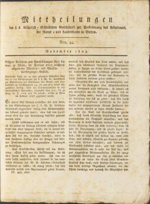Mittheilungen. Nro. 44. November 1823.