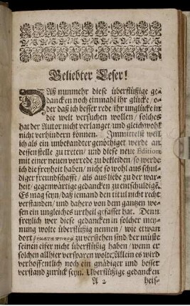 Geliebter Leser!