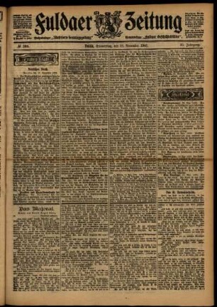 Erste Ausgabe vom Donnerstag, den 19. November 1903.