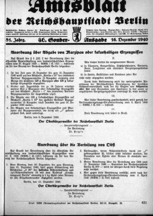 46. Sonder-Ausgabe, 16. Dezember 1940