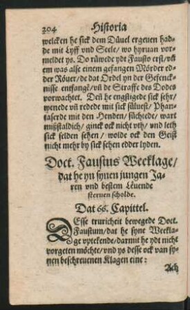 Doct. Faustus Weeklage ... Dat 66. Capittel.
