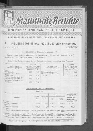 Die Industrie in Hamburg im Januar 1971 : Lfd. Nr. 8