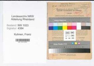 Entnazifizierung Franz Kuhnen , geb. 19.10.1896 (Stadtoberinspektor)