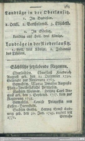 Sächsische jetztlebende Regenten